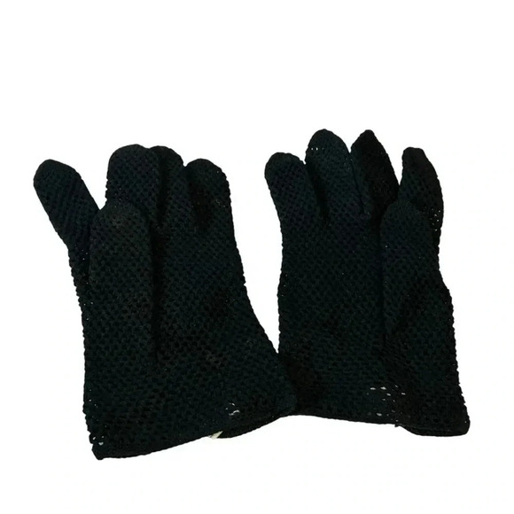 VINTAGE GLOVES ITALIAN MADE FOR CALVONE CROCHETED FISHNET STRETCH l ELEGANT - Picture 5 of 12